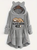 Cute Fleece Oversized Hooded Sweatshirt with Ears