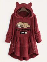 Cute Fleece Oversized Hooded Sweatshirt with Ears