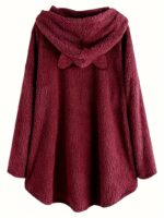 Cute Fleece Oversized Hooded Sweatshirt with Ears - Image 5
