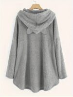 Cute Fleece Oversized Hooded Sweatshirt with Ears - Image 3