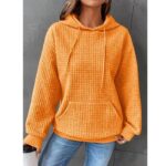 Solid Color Waffle Knit Hooded Sweatshirt