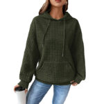 Solid Color Waffle Knit Hooded Sweatshirt