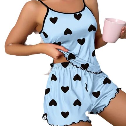 Women’s Heart Print Pajama Set