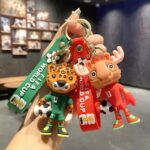 4pcs Football Mascot Keychain Silicone Sports Bag