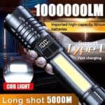 COB LED Rechargeable Flashlight – Super Bright, Zoomable & Multi-Function