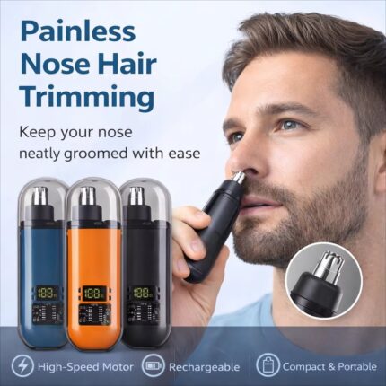 Portable Nose & Ear Hair Trimmer – USB Rechargeable, Compact & Precision Grooming Tool