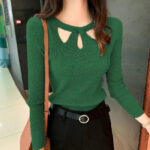 Women's O-neck Stretch Sexy Pullover