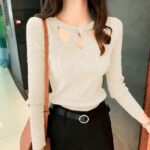 Women's O-neck Stretch Sexy Pullover
