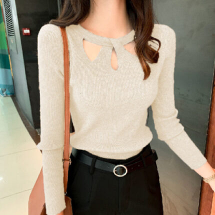 Women's O-neck Stretch Sexy Pullover