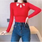 Women's O-neck Stretch Sexy Pullover