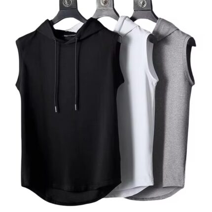 1-Mens Sleeveless Hooded Tank Tops Summer Gym Bodybuilding Fitness Sport Workout Singlet