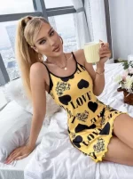 1-Sexy Spaghetti Strap V-Neck Nightdress Women Nightie