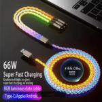 RGB Glow Fast-Charge Cable – 66W Type-C Power & Data Cord