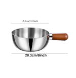 1pc Stainless Steel Milk Pot with Wooden Handle - Image 5