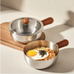 1pc Stainless Steel Milk Pot with Wooden Handle - Image 6