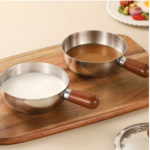 1pc Stainless Steel Milk Pot with Wooden Handle - Image 7