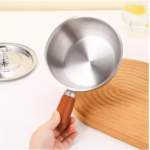 1pc Stainless Steel Milk Pot with Wooden Handle - Image 8
